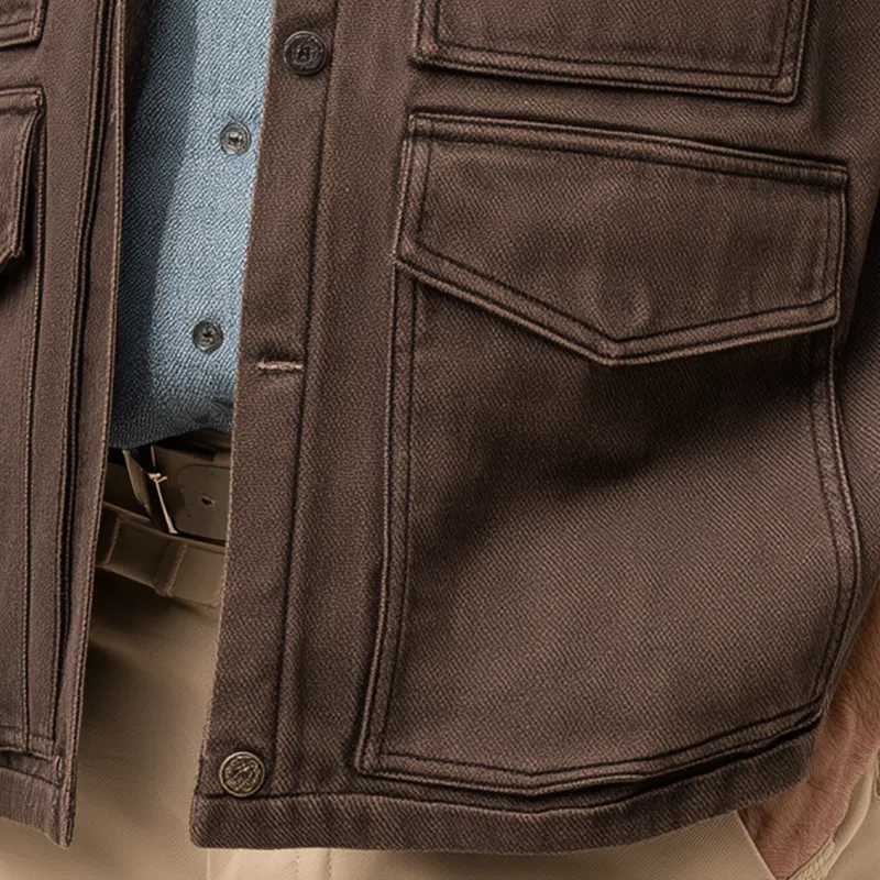 Men's Retro Washed Solid Color Denim Casual Vest MTA2667H5P sold by Manly product image thumbnail 3