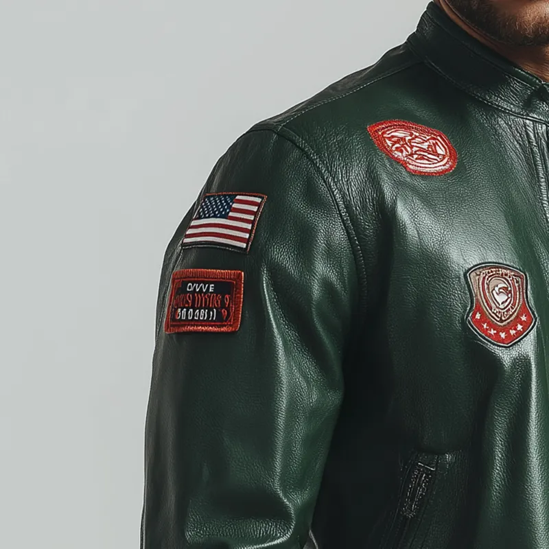 Men's Vintage Patch Faux Leather Zip-Up Jacket MTA2759H4P sold by Manly product image thumbnail 3