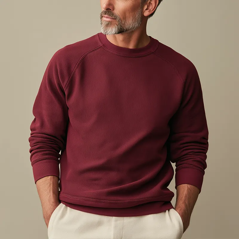 Men's Fashion Solid Color Knitted Ribbed Round Neck Long Sleeve Sweatshirt MTA2742H1P sold by Manly product image thumbnail 3
