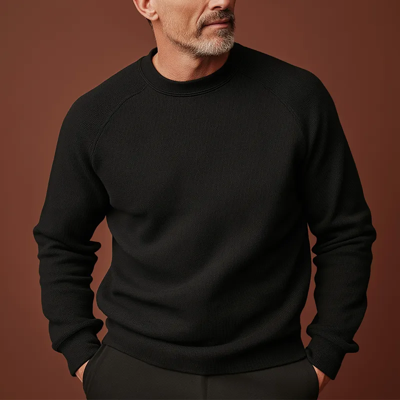 Men's Fashion Solid Color Knitted Ribbed Round Neck Long Sleeve Sweatshirt MTA2742H1P sold by Manly product image thumbnail 2