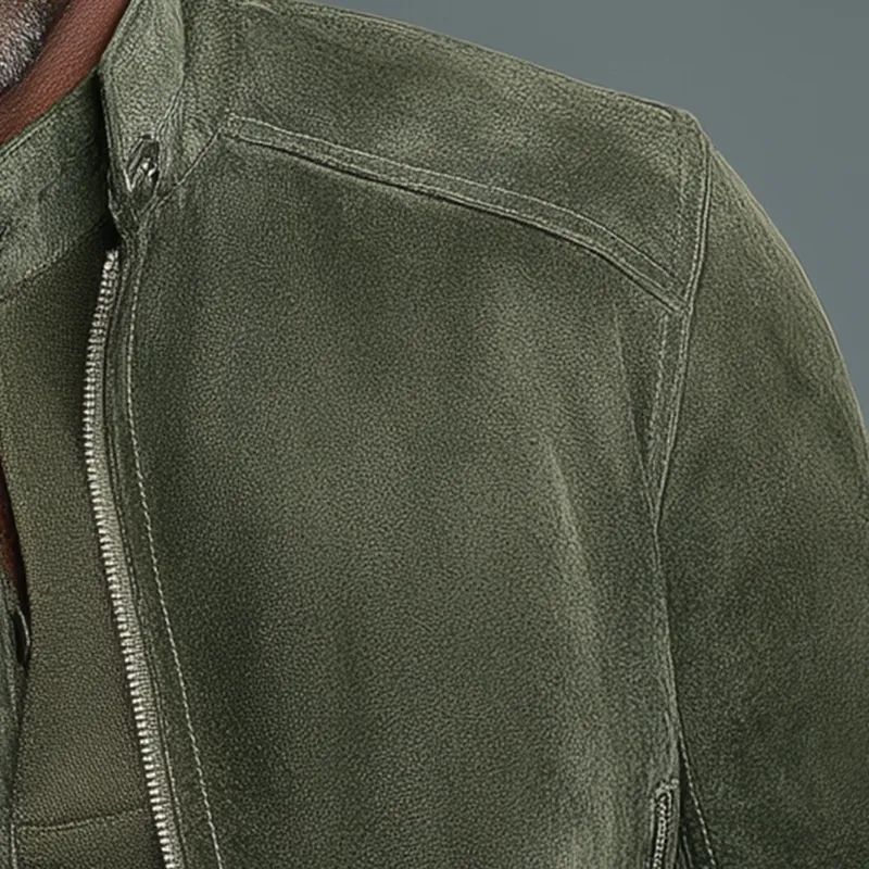 Men's Solid Color Faux Suede Vintage Stand Collar Baseball Jacket MTA2776H8P sold by Manly product image thumbnail 4