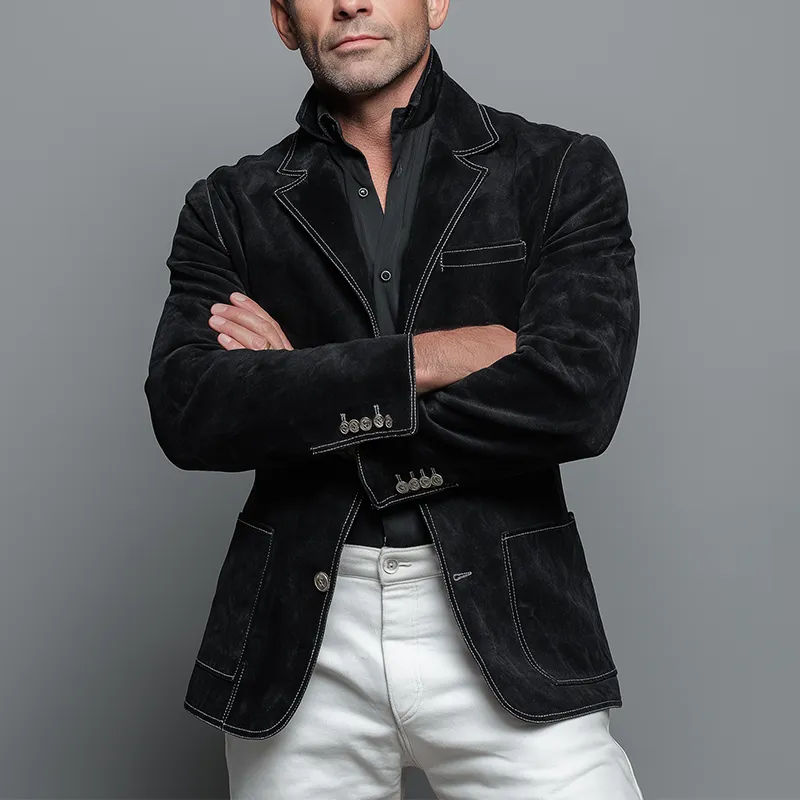 Men's Black Faux Suede Vintage Blazer MTA2714H7P sold by Manly product image thumbnail 2