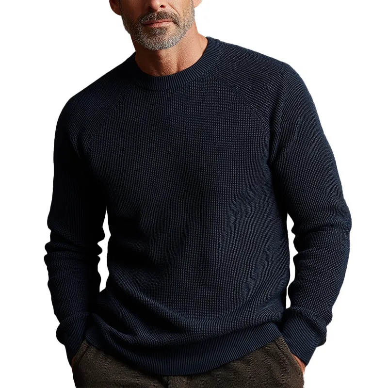 Men's Solid Waffle Texture Knitted Sweater MTA2752H1P sold by Manly