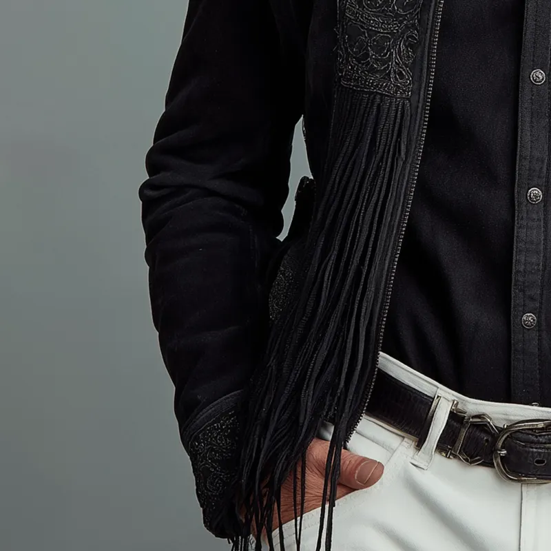 Men's Vintage Exquisite Embroidered Tassel Faux Suede Jacket MTA2724H3P sold by Manly product image thumbnail 5