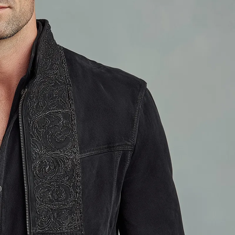 Men's Vintage Exquisite Embroidered Tassel Faux Suede Jacket MTA2724H3P sold by Manly product image thumbnail 4