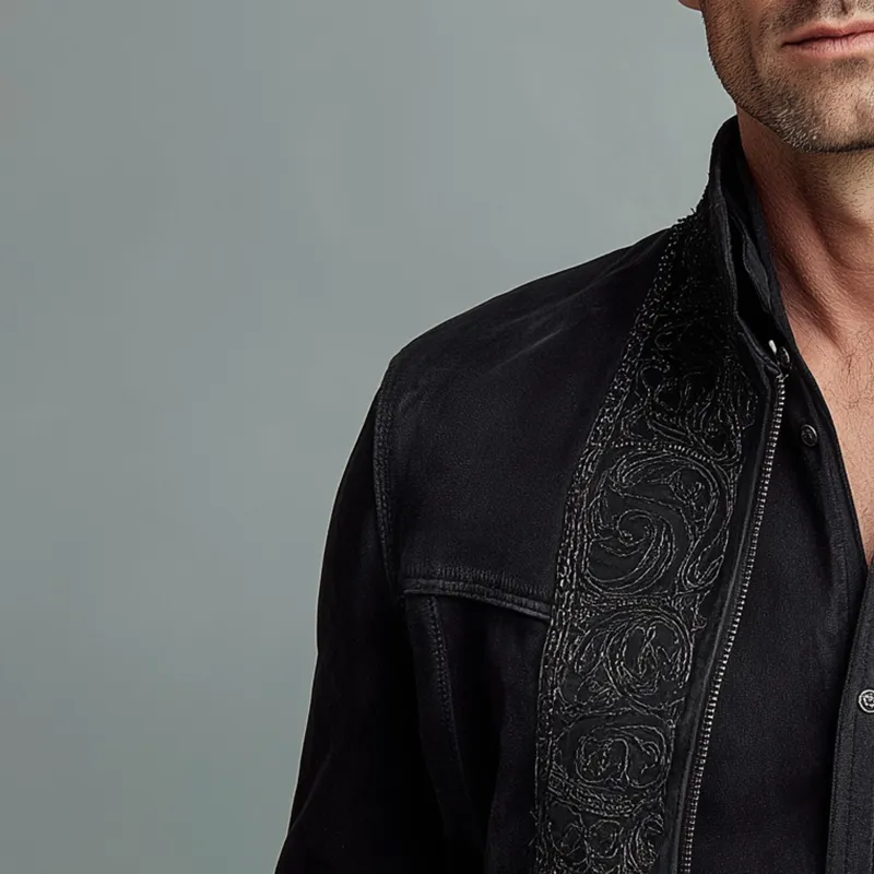 Men's Vintage Exquisite Embroidered Tassel Faux Suede Jacket MTA2724H3P sold by Manly product image thumbnail 3