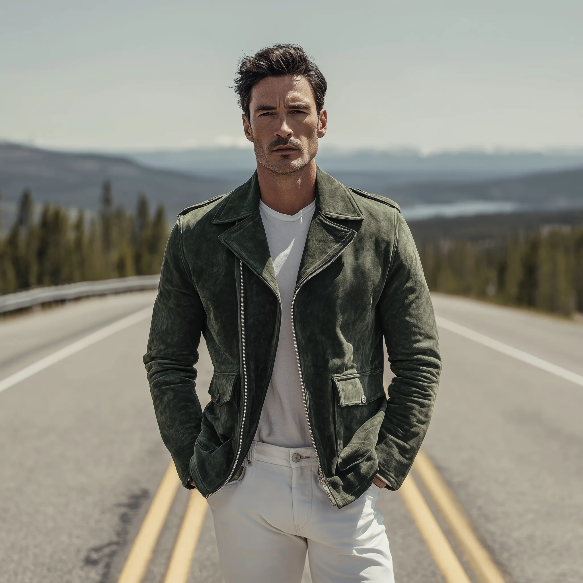 Men's Classic Vintage Lapel Zipper Suede Motorcycle Jacket MTA2747H6K sold by Manly product image thumbnail 3