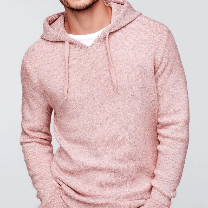 Men's Casual Solid Color Slim Fit Knitted Hooded Pullover Sweater MTA2772H4M sold by Manly product image thumbnail 3