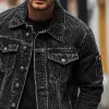 Men's Vintage Washed Distressed Lapel Denim Jacket MTA2523H4X sold by Manly