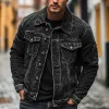 Men's Vintage Washed Distressed Lapel Denim Jacket MTA2523H4X sold by Manly