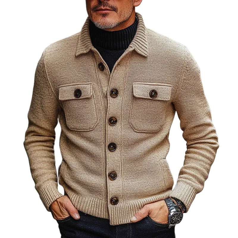 Men's Vintage Knit Lapel Cardigan MTA2648H1X sold by Manly