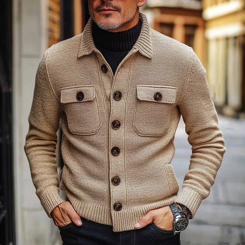 Men's Vintage Knit Lapel Cardigan MTA2648H1X sold by Manly product image thumbnail 2