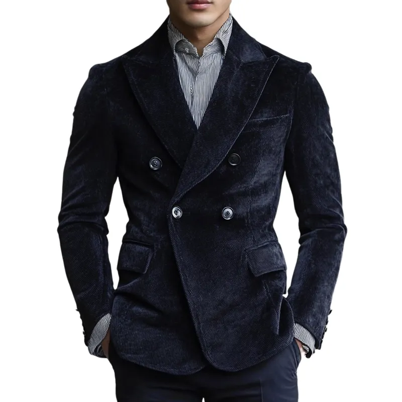 Men's Solid Vintage Corduroy Double-breasted Blazer MTA2747H1X sold by Manly