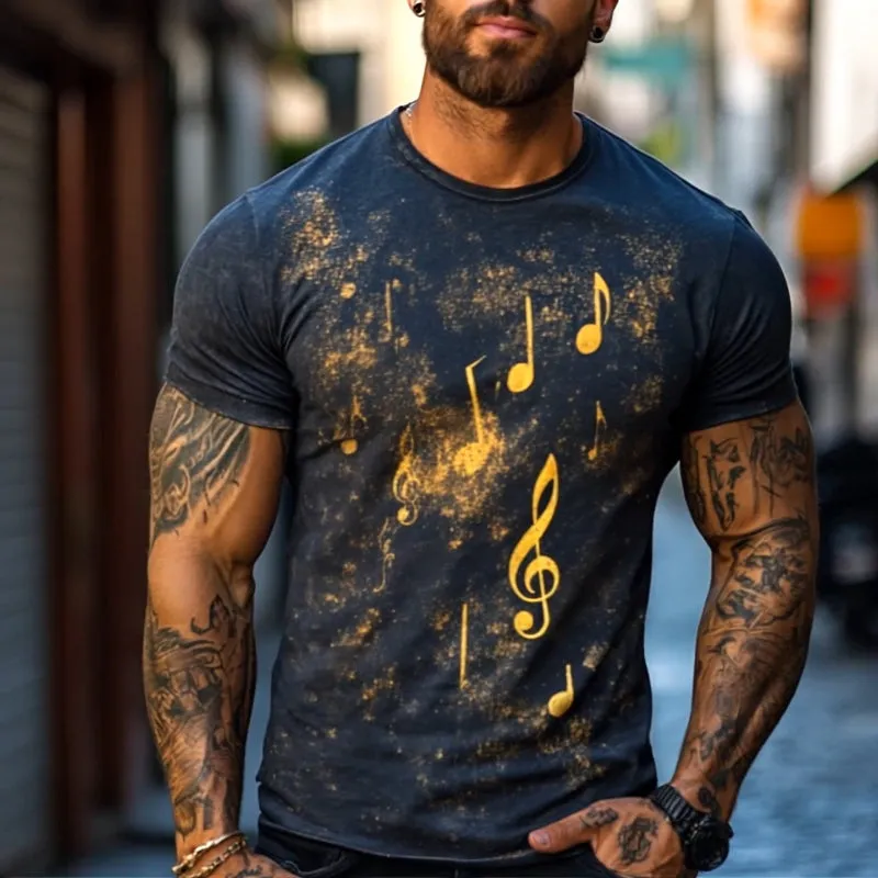 Men's Retro Casual Explosion Note Printed Round Neck Short Sleeve T-shirt MTA1570D9TO sold by Manly product image thumbnail 3