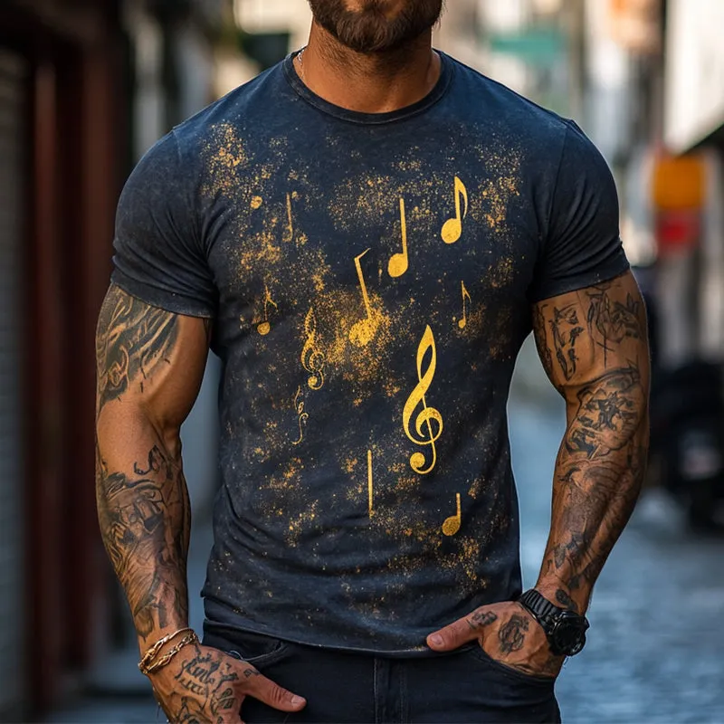 Men's Retro Casual Explosion Note Printed Round Neck Short Sleeve T-shirt MTA1570D9TO sold by Manly product image thumbnail 5