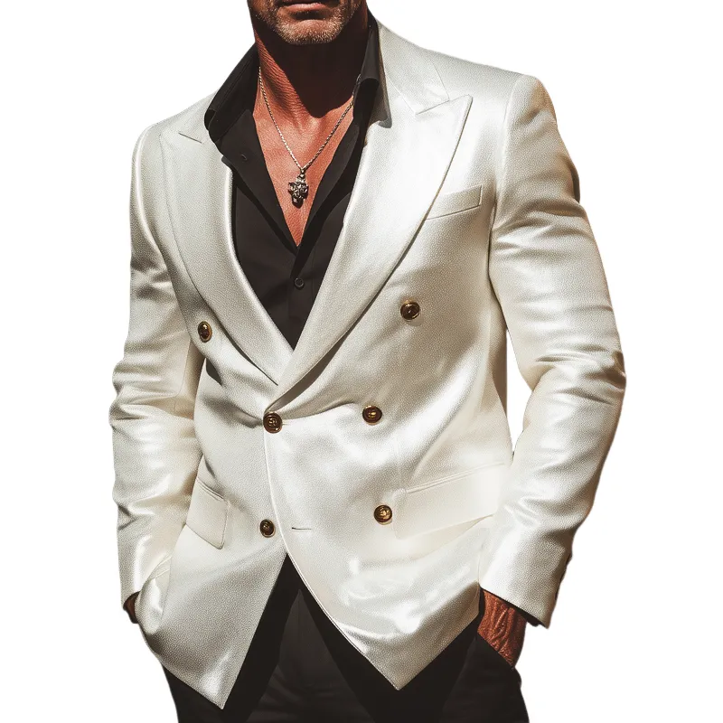 Men's Classic Business Double-breasted PU Leather Blazer MTA2644H1U sold by Manly