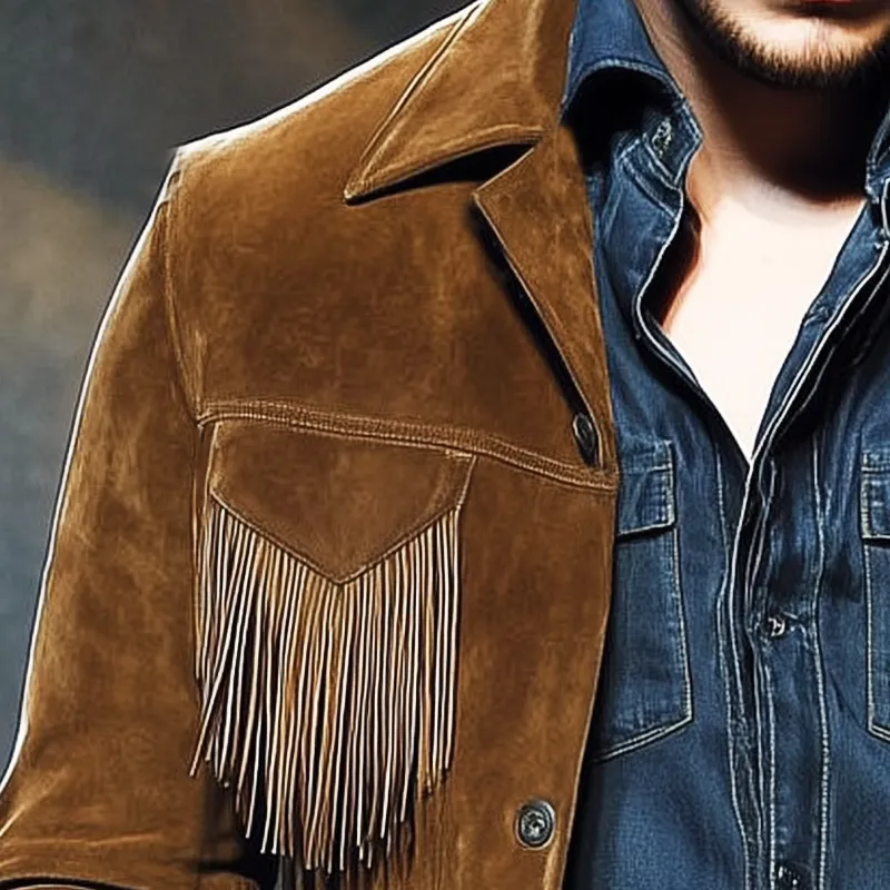 Men's Vintage Suede Fringe Button Jacket MTA2617H3U sold by Manly product image thumbnail 4