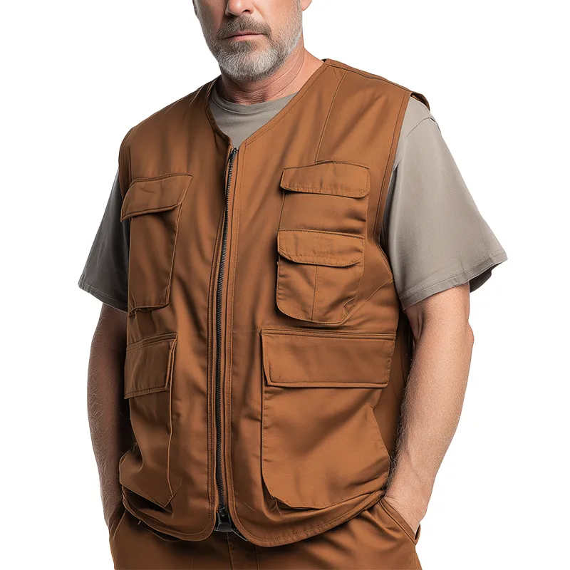 Men's Multi-Pocket Solid Color Work Vest MTA2631H3P sold by Manly