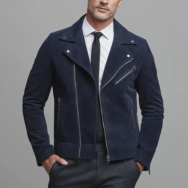 Men's Vintage Zipper Solid Color Faux Suede Jacket MTA2625H9P sold by Manly product image thumbnail 2