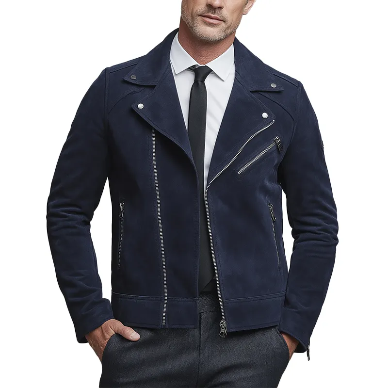 Men's Vintage Zipper Solid Color Faux Suede Jacket MTA2625H9P sold by Manly