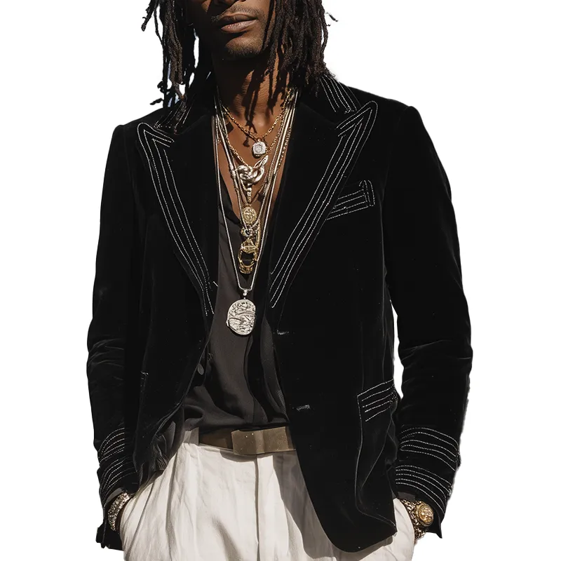 Men's Vintage Solid Velvet Suit Jacket MTA2629H1P sold by Manly