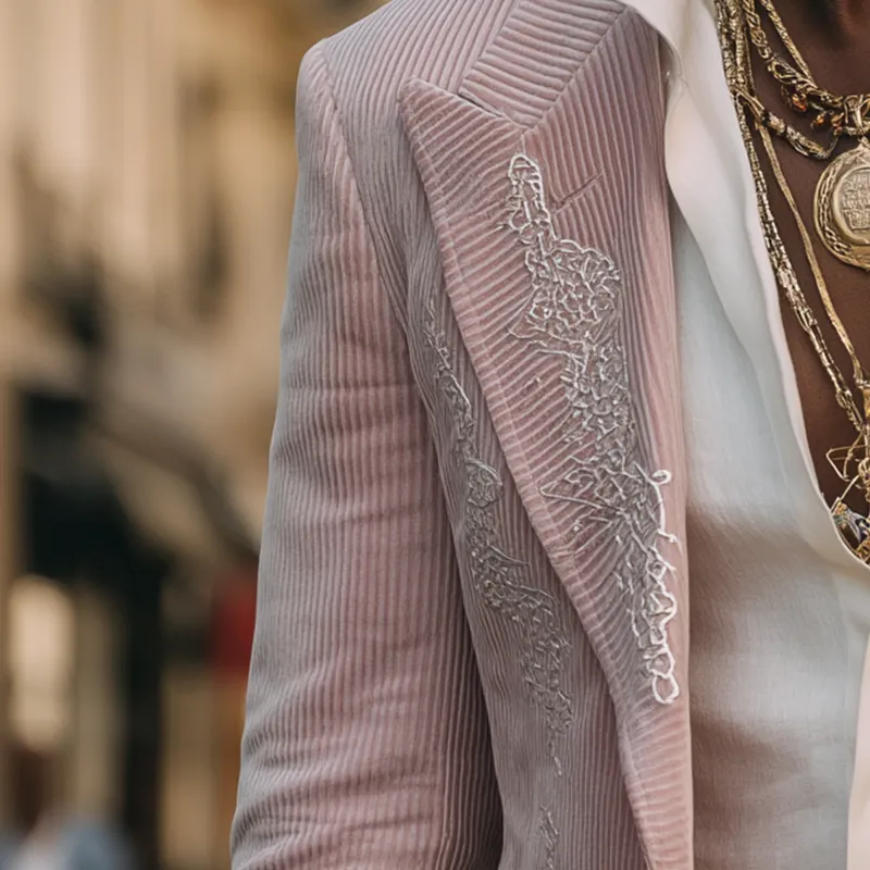 Men's Retro Simple Embroidered Corduroy Suit Jacket MTA2694H7P sold by Manly product image thumbnail 3