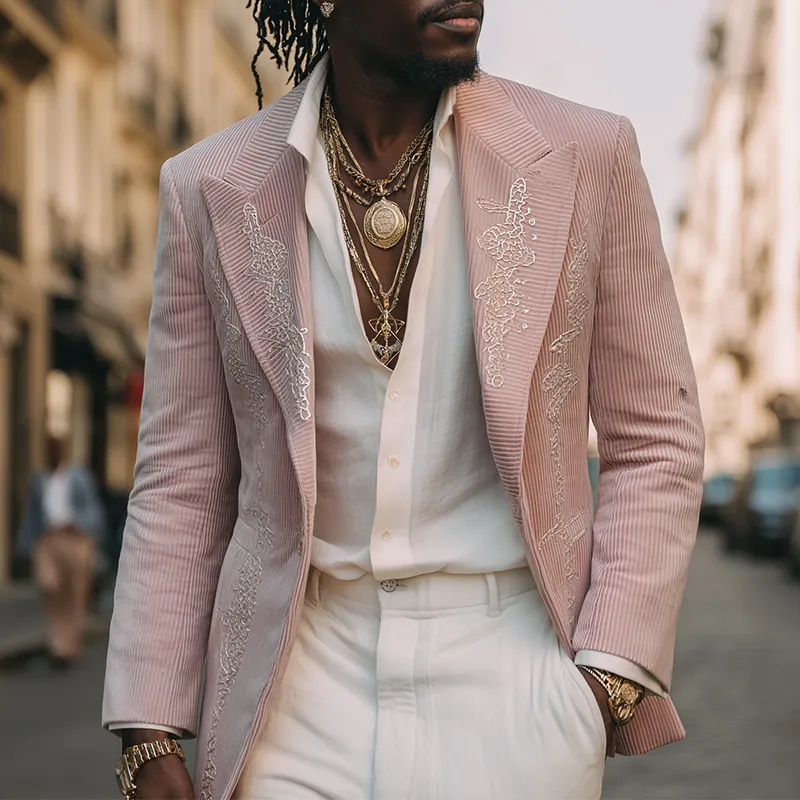 Men's Retro Simple Embroidered Corduroy Suit Jacket MTA2694H7P sold by Manly product image thumbnail 2