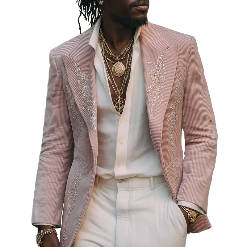 Men's Retro Simple Embroidered Corduroy Suit Jacket MTA2694H7P sold by Manly