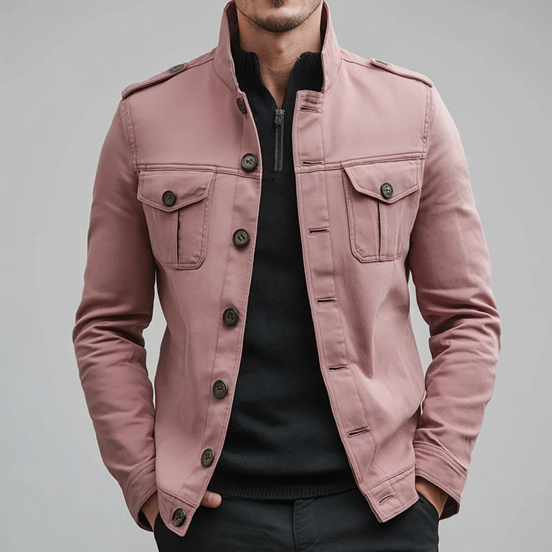 Men's Vintage Casual Cotton Stand Collar Shirt Jacket MTA2532H6TO sold by Manly product image thumbnail 2