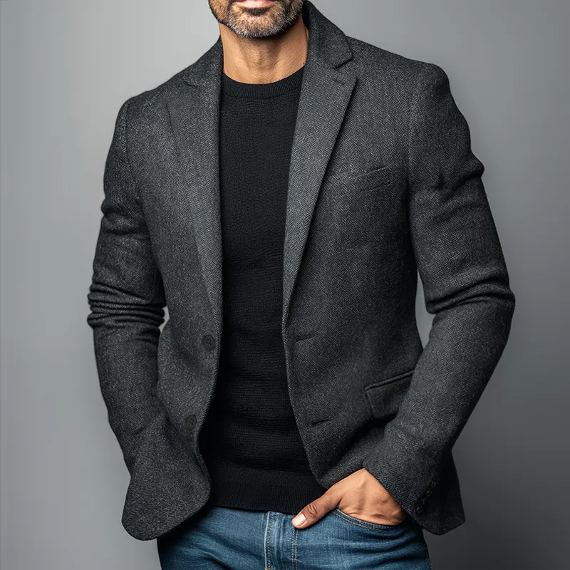 Men's Retro Casual Street Herringbone Blazer MTA2556H8TO sold by Manly product image thumbnail 2