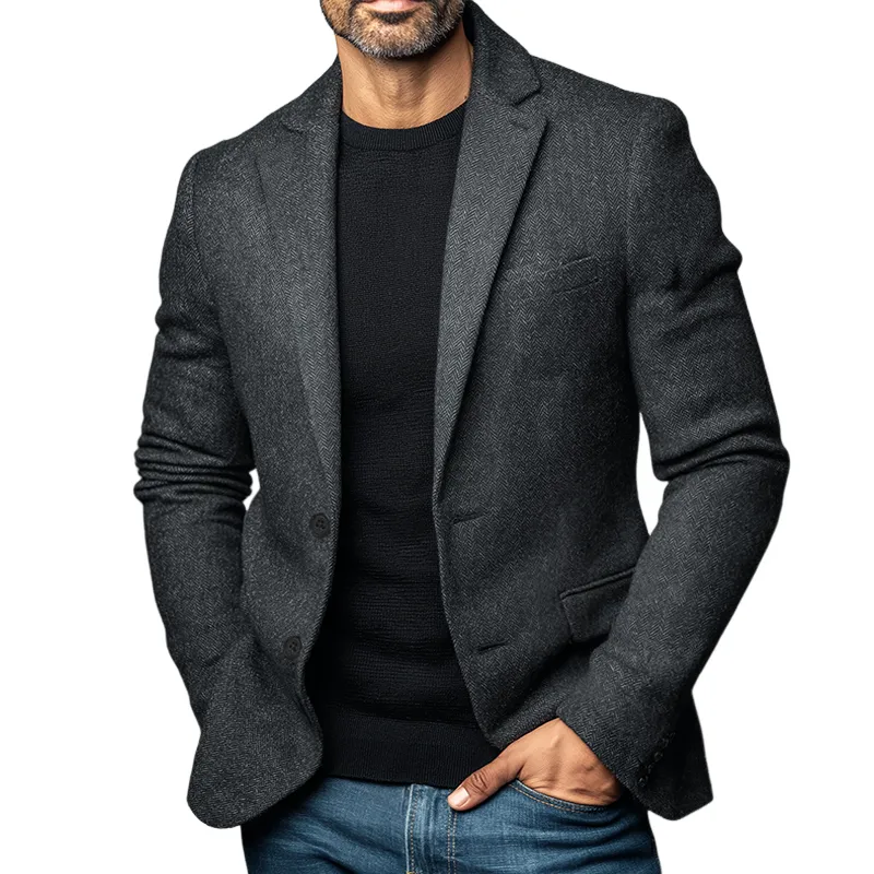 Men's Retro Casual Street Herringbone Blazer MTA2556H8TO sold by Manly