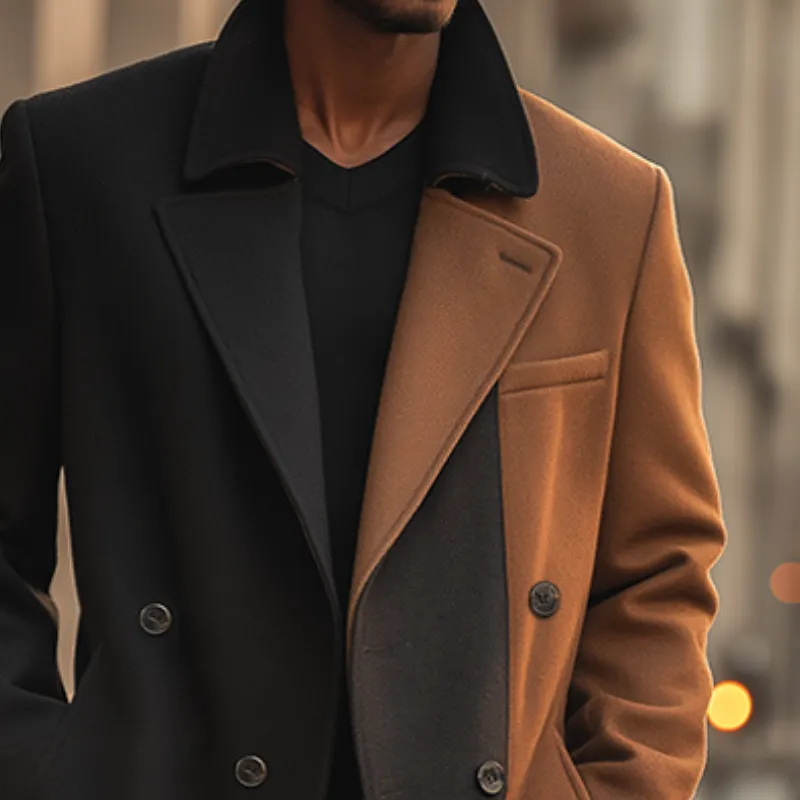 Men's Retro Casual Street Colorblock Lapel Coat MTA2583H5TO sold by Manly product image thumbnail 3