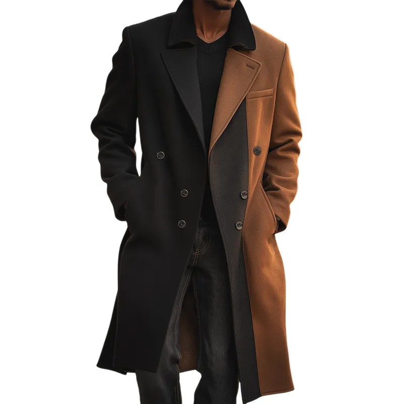 Men's Retro Casual Street Colorblock Lapel Coat MTA2583H5TO sold by Manly