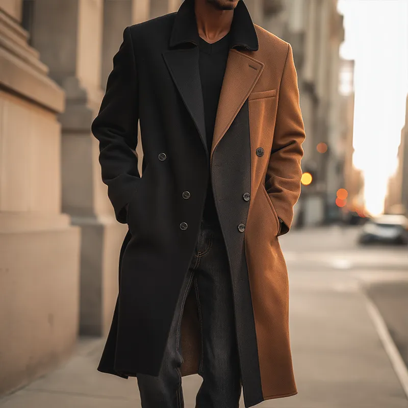 Men's Retro Casual Street Colorblock Lapel Coat MTA2583H5TO sold by Manly product image thumbnail 2