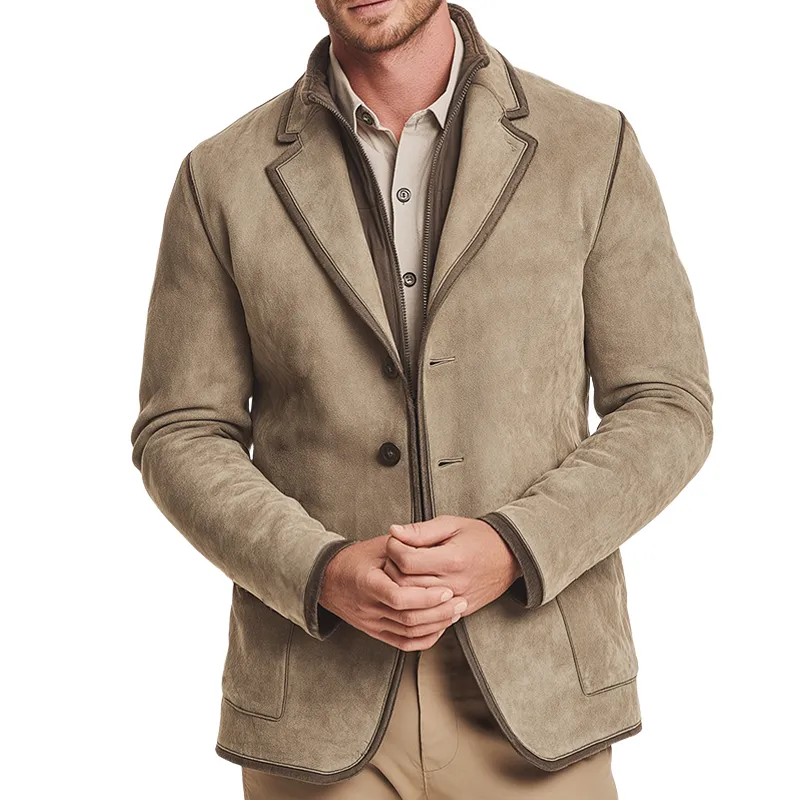 Men's Vintage Casual Suede Double Collar Jacket MTA2503H9TO sold by Manly