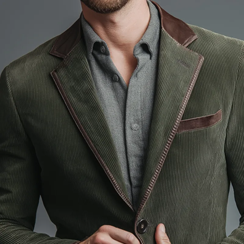 Men's Vintage Casual Corduroy Leather Blazer MTA2511H7TO sold by Manly product image thumbnail 3