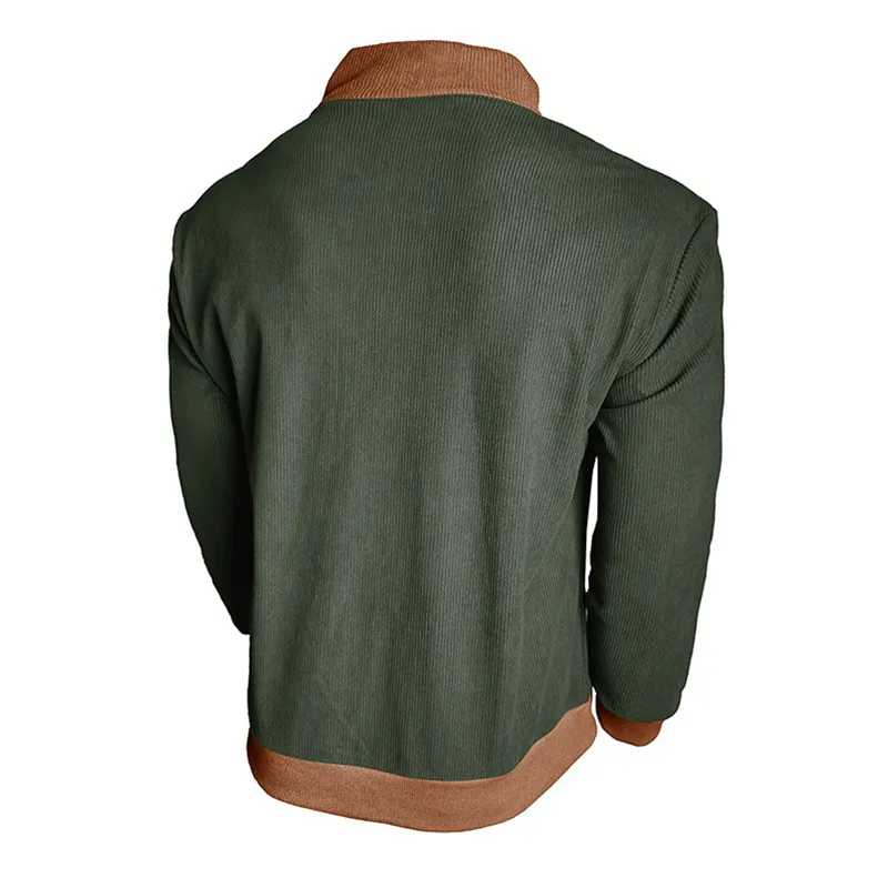 Men's Contrasting Corduroy Stand-up Collar Sweatshirt MTA2550H3X sold by Manly product image thumbnail 3