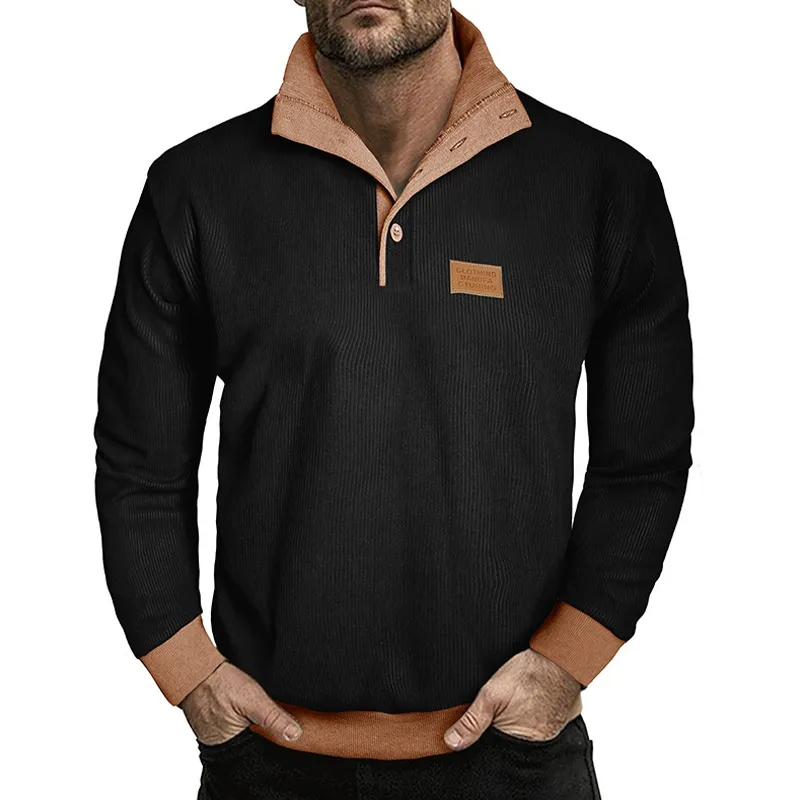 Men's Contrasting Corduroy Stand-up Collar Sweatshirt MTA2550H3X sold by Manly product image thumbnail 2