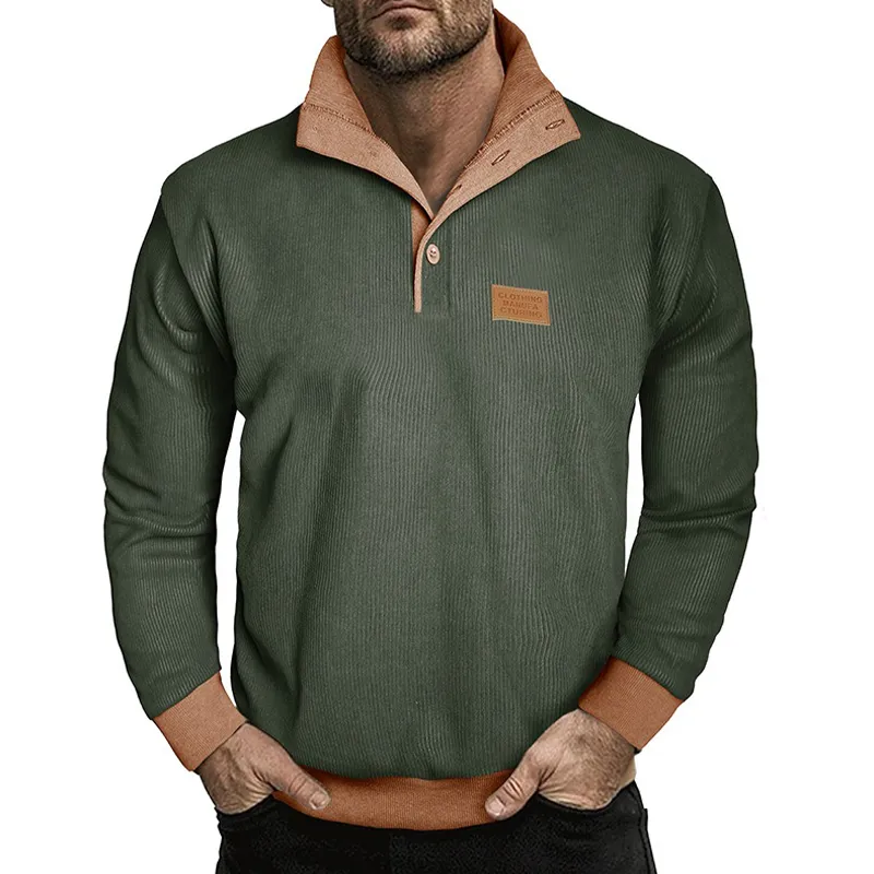 Men's Contrasting Corduroy Stand-up Collar Sweatshirt MTA2550H3X sold by Manly