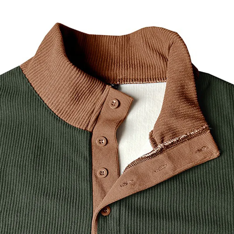 Men's Contrasting Corduroy Stand-up Collar Sweatshirt MTA2550H3X sold by Manly product image thumbnail 4
