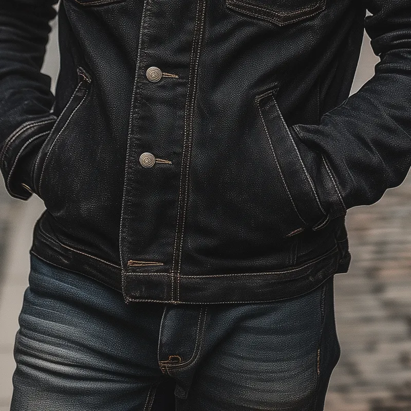 Men's Vintage Washed Multi-pocket Denim Jacket MTA2509H0X sold by Manly product image thumbnail 4