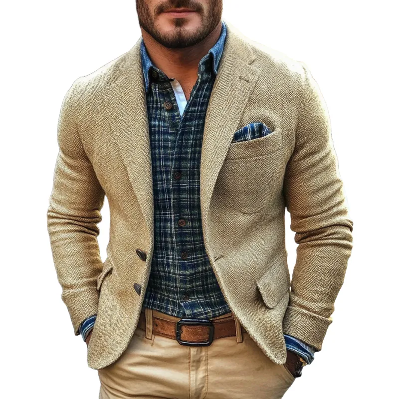 Men's Vintage Herringbone Blend Blazer MTA2681H3X sold by Manly