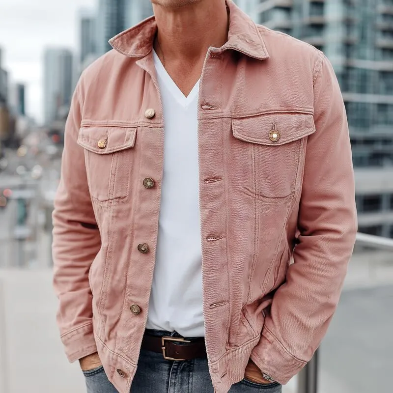 Men's Vintage Outdoor Washed Distressed Denim Lapel Single-breasted Slim-fit Jacket MTA2591H3M sold by Manly product image thumbnail 3