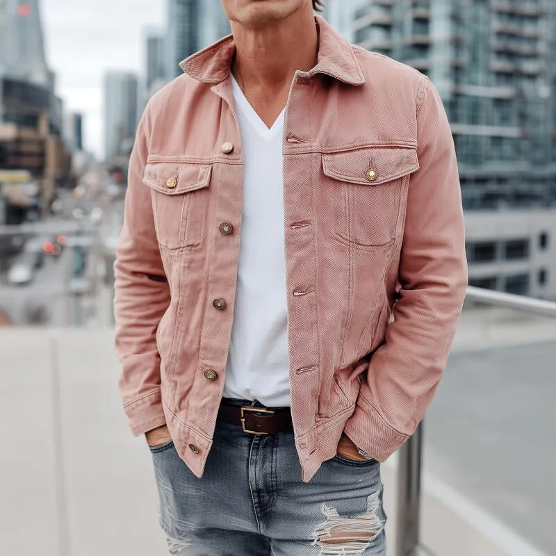 Men's Vintage Outdoor Washed Distressed Denim Lapel Single-breasted Slim-fit Jacket MTA2591H3M sold by Manly product image thumbnail 2