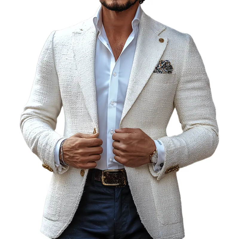 Men's Solid Tweed Notch Lapel Two Buttons Casual Blazer MTA2976H9Z sold by Manly