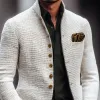 Men's Solid Tweed Stand Collar Single Breasted Casual Jacket MTA2939H6Z sold by Manly