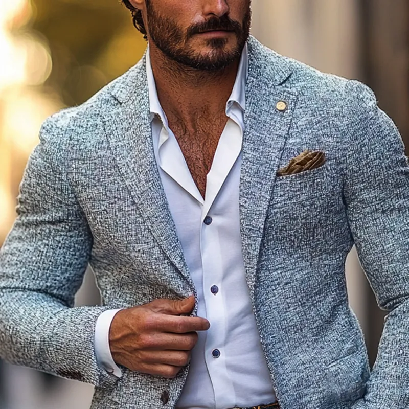 Men's Vintage Tweed Notch Lapel Two Buttons Casual Blazer MTA2946H3Z sold by Manly product image thumbnail 3