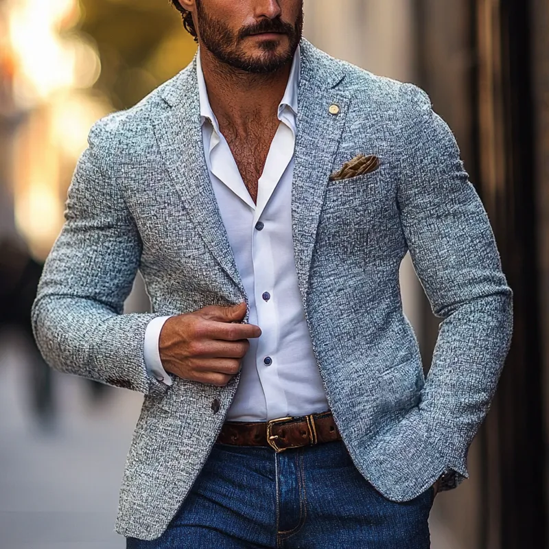 Men's Vintage Tweed Notch Lapel Two Buttons Casual Blazer MTA2946H3Z sold by Manly product image thumbnail 2