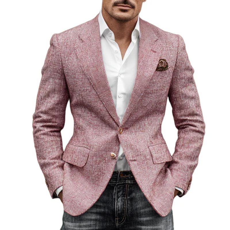 Men's Vintage Tweed Notch Lapel Two Buttons Casual Blazer MTA2991H1Z sold by Manly
