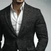 Men's Vintage Tweed Notch Lapel Two Buttons Casual Blazer MTA2918H3Z sold by Manly